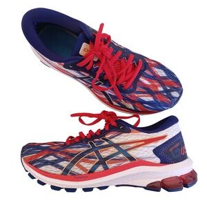 Asics GT-1000 9 USA Womens Running Shoes Red White Blue Size 7.5 Missing Insole